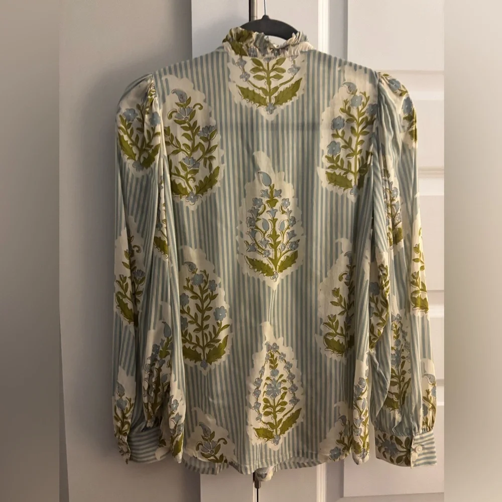 Spartina 449 Striped Floral Blouse - Blue and Green - Picture 3 of 4